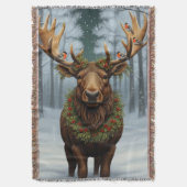 Couverture Rustic Christmas moose winter woodland forest  (devant Vertical)