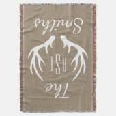 Couverture Rustic Country Deer Antlers - Nom de famille Monog (devant Vertical)
