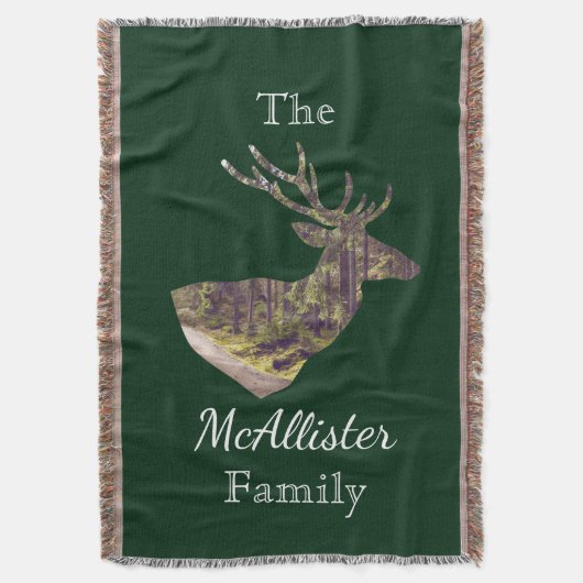 Couverture Rustic Forest Deer Buck Chasse Nom de famille (devant Vertical)