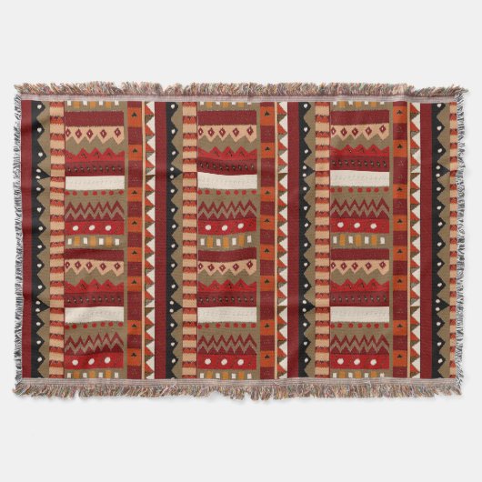 Couverture Rustic Ikat Tribal Inspiré Thailande Blanket (Devant)