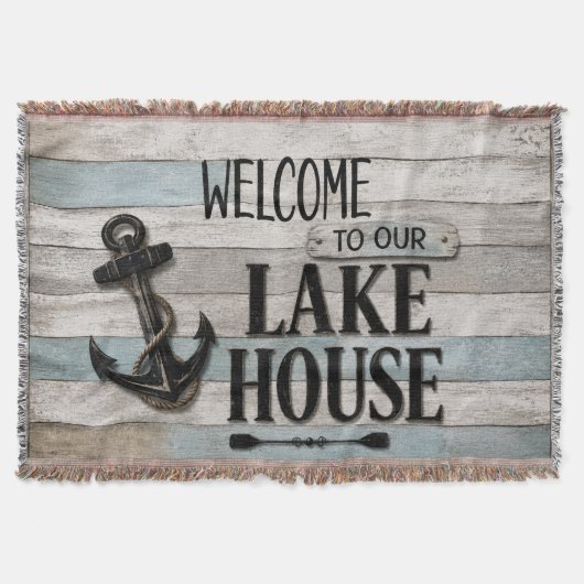 Couverture Rustic Lake House Anchor Nautical Coastal (Devant)
