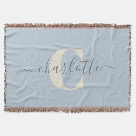 Couverture Rustique Bleu clair Nom personnalisé Monogramme (Devant)