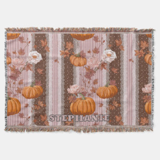 Couverture Rustique Citrouilles d'automne & dentelle fleurie