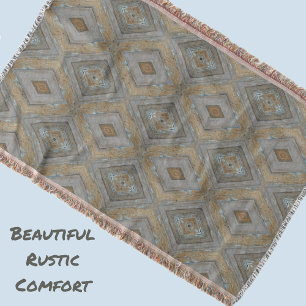 Couverture Rustique Moderne Motif Diamant Bois Patiné