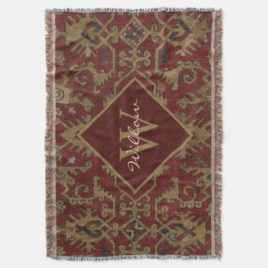 Couverture Rustique Monogramme Oriental Perse Motif rouge (devant Vertical)