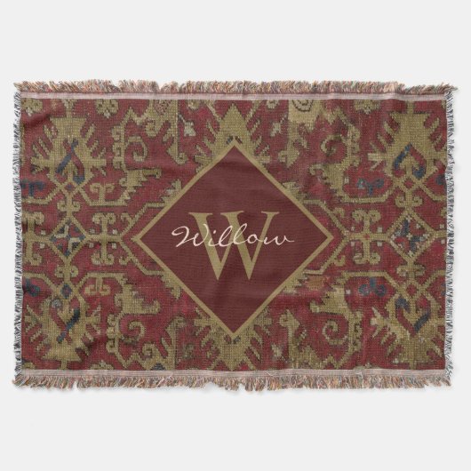 Couverture Rustique Monogramme Oriental Perse Motif rouge (Devant)