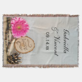 Couverture Rustique rose marguerite bois Mariage Keepsaké (Devant)