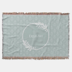 Couverture Sage Green Elegant Damask Personnalisé
