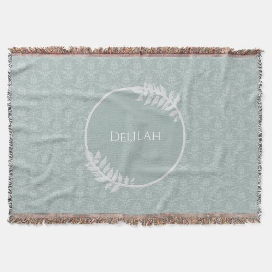 Couverture Sage Green Elegant Damask Personnalisé (Devant)