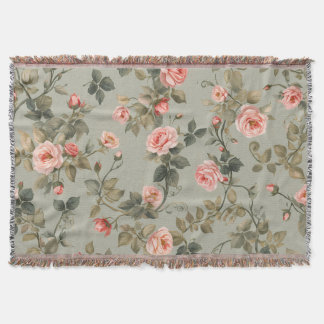Couverture Sage Green Retro Maximalist Floral