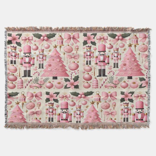Couverture Sapin de Noël Casse-Noisette Rose (Devant)