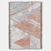 Couverture scandinave chic rose or géométrique marbre blanc (devant Vertical)