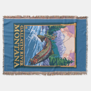 Couverture Scène de pêche de mouche - rivière de gallatine