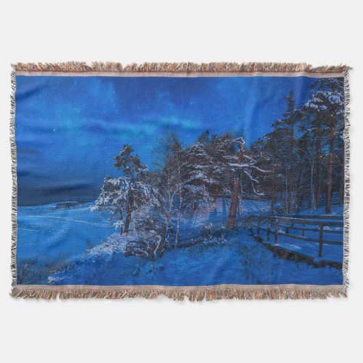 Couverture Scène hivernale nocturne avec pins enneigés (Devant)