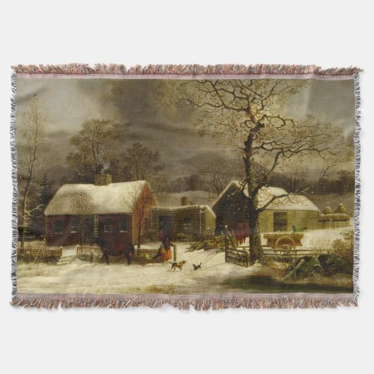 Couverture Scène hivernale vintage par George Durrie (Devant)