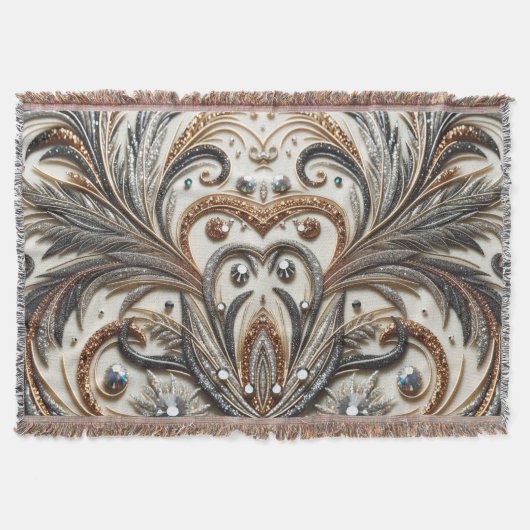 Couverture Schéma floral brillant avec pierre de gemme (Devant)