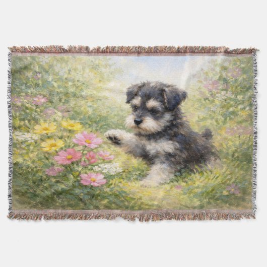 Couverture Schnauzer Puppy Springtime Flowers (Devant)
