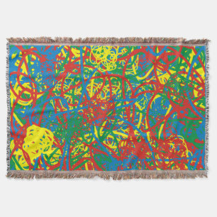 Couverture Scribbles Abstraits colorés Rouge Bleu Vert Jaune