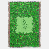 Couverture Serre Holly avec Monogramme, Vert foncé (devant Vertical)