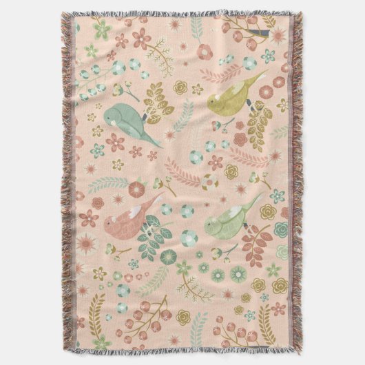 Couverture Shabby Birds & Branches Pastel Saumon (devant Vertical)