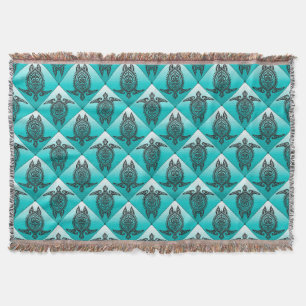 Couverture Shamanic Tortues de mer Motif - cyan