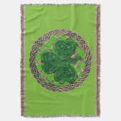 Couverture Shamrock Vert Sur Noeuds Célestes Jeter Blanche (devant Vertical)