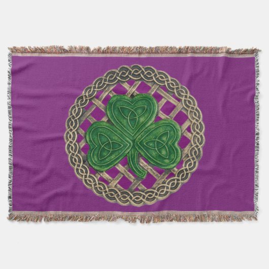 Couverture Shamrock violet sur noeuds celtiques lancer la cou (Devant)