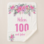 Couverture Sherpa 100e anniversaire rose floral (Devant)
