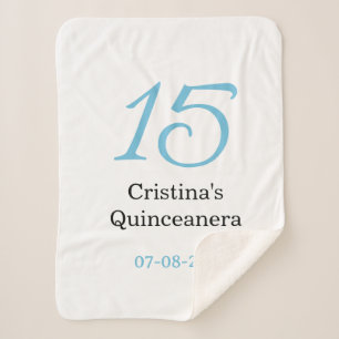 Couverture Sherpa 15e anniversaire de quinceanera bleu noir lettre n