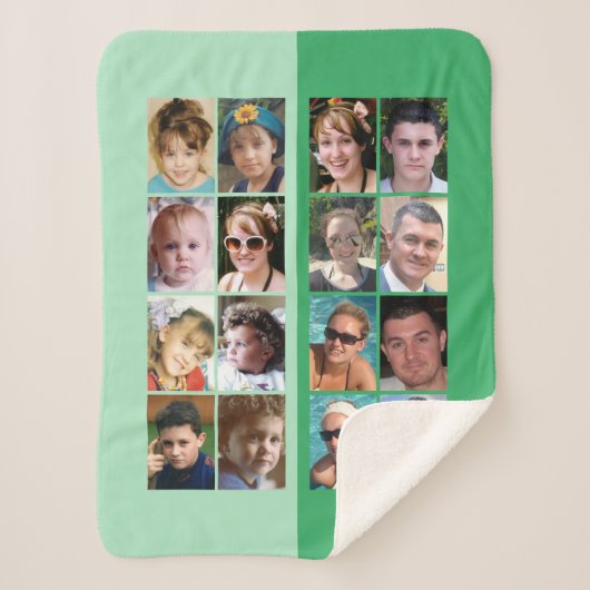 Couverture Sherpa 16 photo collage clair et vert foncé (Devant)