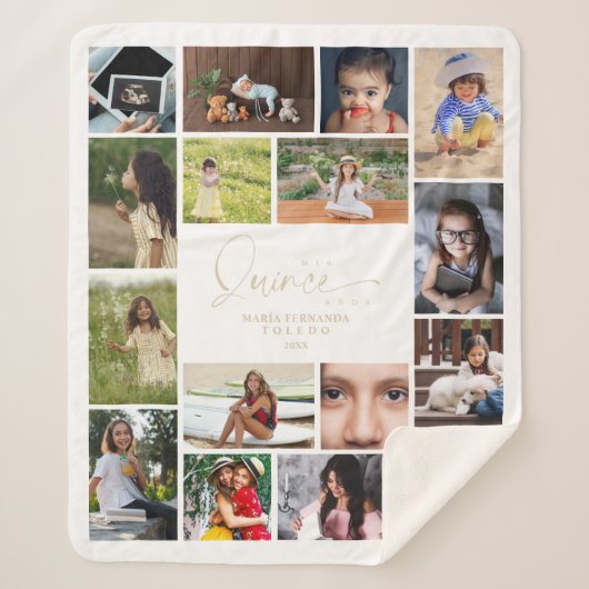 Couverture Sherpa 16 Photos Collage Timeline Life Quinceañera (Devant)