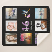 Couverture Sherpa 16e anniversaire 16 photo collage fille noir (Devant (Horizontal))