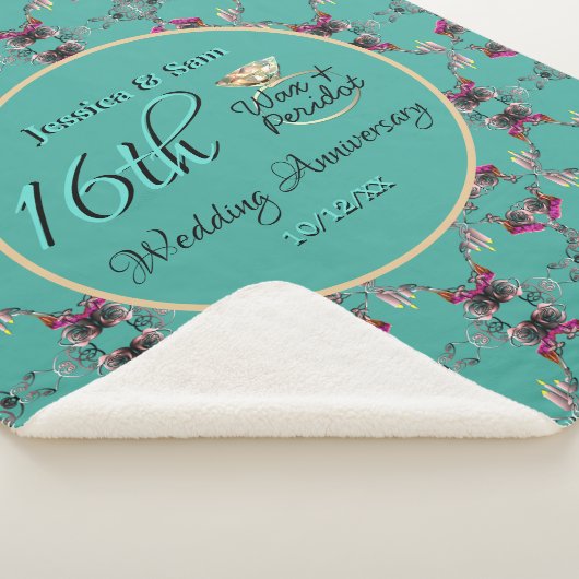 Couverture Sherpa 16e anniversaire du Mariage Bougies et fleur de St (3/4)