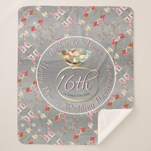 Couverture Sherpa 16e anniversaire Mariage Cire, Peridot & Satice (Devant)