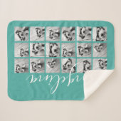 Couverture Sherpa 18 Photo Collage - CAN EDIT turquoise en blanc (Devant (Horizontal))