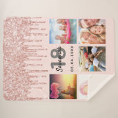 Couverture Sherpa 18e anniversaire photo rose or blush nom (Devant (Horizontal))
