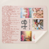 Couverture Sherpa 18e anniversaire photo rose or rose pâle (Devant (Horizontal))