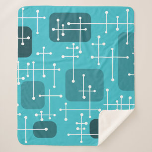 Couverture Sherpa 1950 Eames Era Art Crosshairs Turquoise