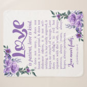 Couverture Sherpa 1 Corinthiens 13:4-8 L'amour est Patient Purple Fl (Devant (Horizontal))