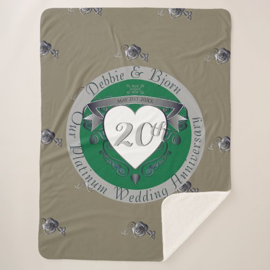 Couverture Sherpa 20e Emblème Emerald Green & Grey Heart (Devant)