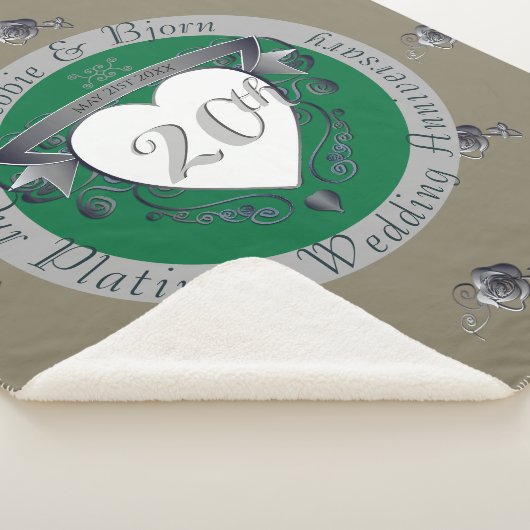 Couverture Sherpa 20e Emblème Emerald Green & Grey Heart (3/4)