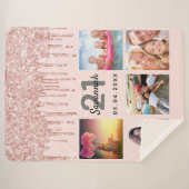 Couverture Sherpa 21e anniversaire photo rose or blush rose nom (Devant (Horizontal))