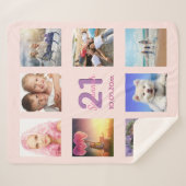 Couverture Sherpa 21e anniversaire rose or rose collage photo (Devant (Horizontal))