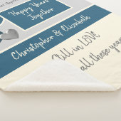 Couverture Sherpa 25e anniversaire du Mariage argent et bleu (3/4)