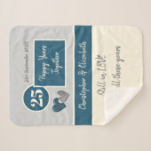 Couverture Sherpa 25e anniversaire du Mariage argent et bleu (Devant (Horizontal))