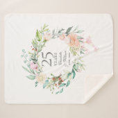 Couverture Sherpa 25e anniversaire du Mariage d'argent Floral Garlan (Devant (Horizontal))