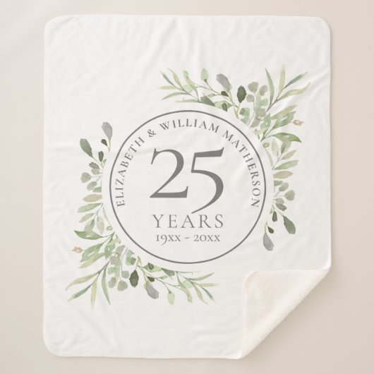 Couverture Sherpa 25e anniversaire Mariage d'argent verdure (Devant)