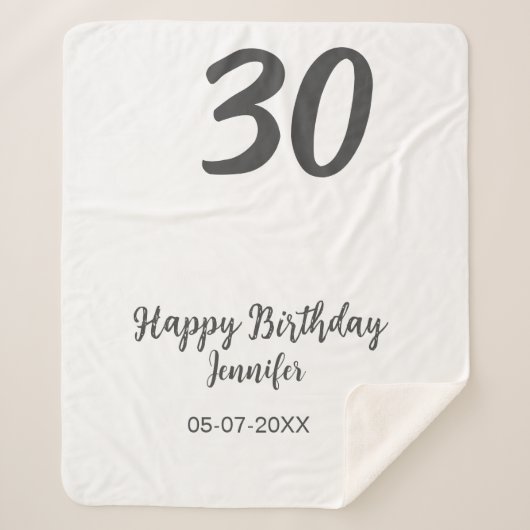 Couverture Sherpa 30e anniversaire ajouter nom date année noir modèl (Devant)