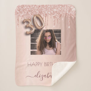 Couverture Sherpa 30e anniversaire rose or parties scintillant goutt