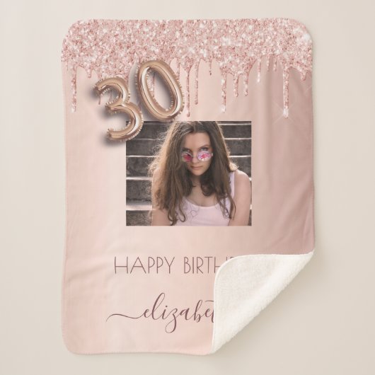 Couverture Sherpa 30e anniversaire rose or parties scintillant goutt (Devant)